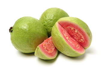 Pink guava isolated on white background