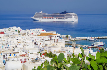 Dream holiday and vacation on cruiseship or cruise ship liner in the Mediterranean cruising to the...