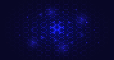 Hexagon blue futuristic glow background design