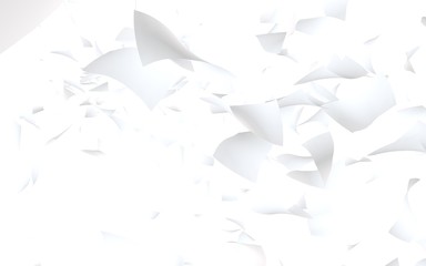 Flying sheets of paper isolated on white background. Abstract money is flying in the air. 3D illustration