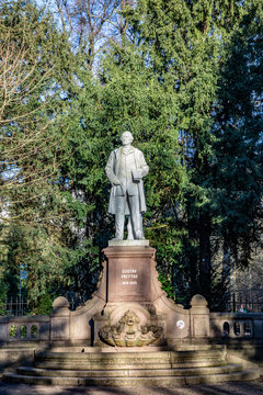 statue of Gustav Freytag, an author who worked in Wiesbaden.