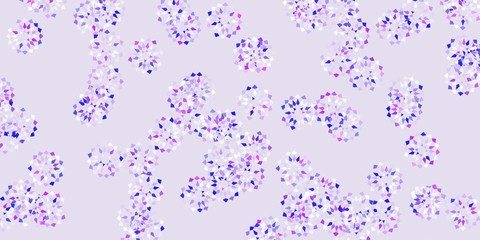 Light pink, blue vector doodle pattern with flowers.
