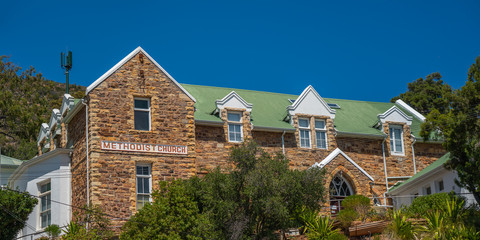 The City Simonstown near Capetown with the Colonial Style Architecture Methodist Church.