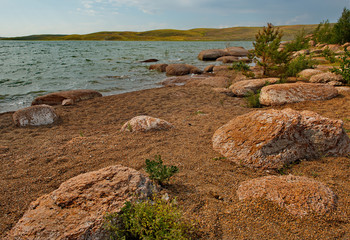 Eastern Kazakhstan. Around the mountains of Bayanaul are three beautiful lakes, one of which is the lake Toraigyr.