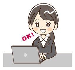 女性、スーツ、事務、了解