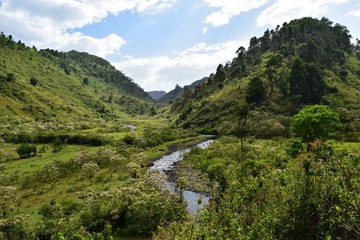 Fototapeta na wymiar Scenic mountain landscpes in rural Kenya, Aberdare Ranges