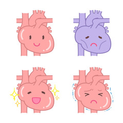 心臓のイラスト4種類（かわいいタッチ）