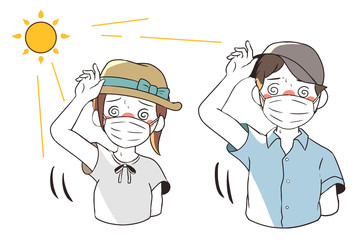 熱中症で目が回る(マスクあり)