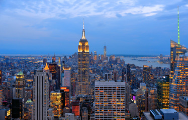 Fototapeta na wymiar Aerial view on Manhattan roofs modern buildings and skyscrapers in Manhattan, New York