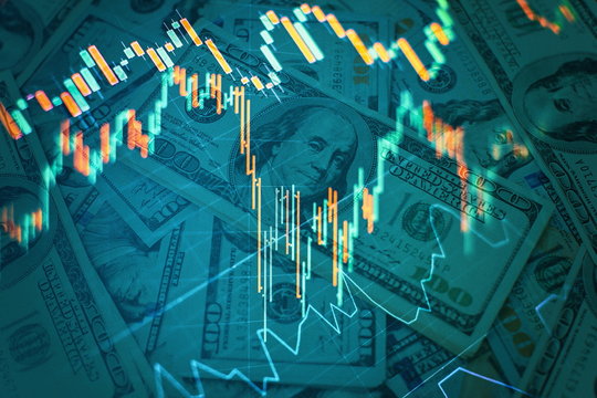 Business success and growth concept.Stock market business graph chart on digital screen.Forex market, Gold market and Crude oil market