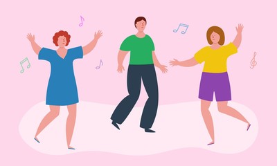 Dancing people flat vector illustration. Party. Celebration.