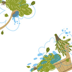 Frame with attributes and detals for sauna bath. Vector illustration.