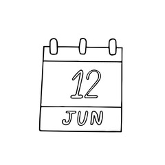 calendar hand drawn in doodle style. June 12. World Day Against Child Labour, date. icon, sticker, element