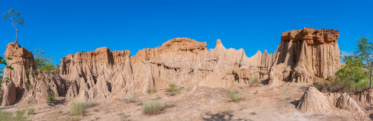 Obraz premium Sao Din Na Noi,soil textures eroded sandstone pillars, columns and cliffs, Nan Province,Thailand