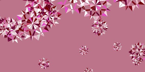 Light pink vector beautiful snowflakes backdrop with flowers.
