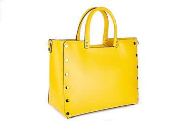 Bag clutch isolated on white leather