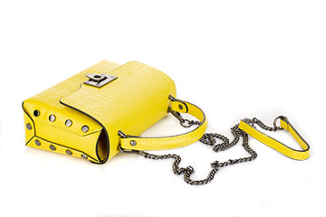 Bag clutch isolated on white leather