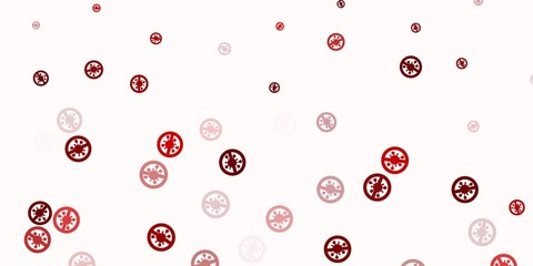 Light red vector background with covid-19 symbols.