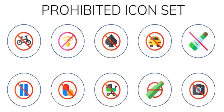 prohibited icon set