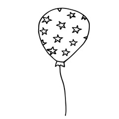 balloon with stars pattern hand drawn in doodle style. vector scandinavian monochrome minimalism. single element for card, poster, sticker, invitation holiday festive decor