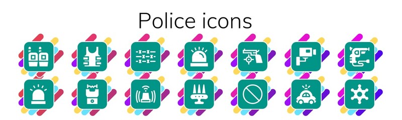 Modern Simple Set of police Vector filled Icons