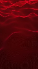 Abstract landscape on a red background. Cyberspace grid. hi tech network. 3D illustration. Vertical orientation