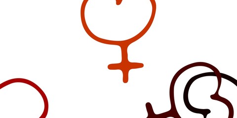 Light Orange vector texture with women's rights symbols.