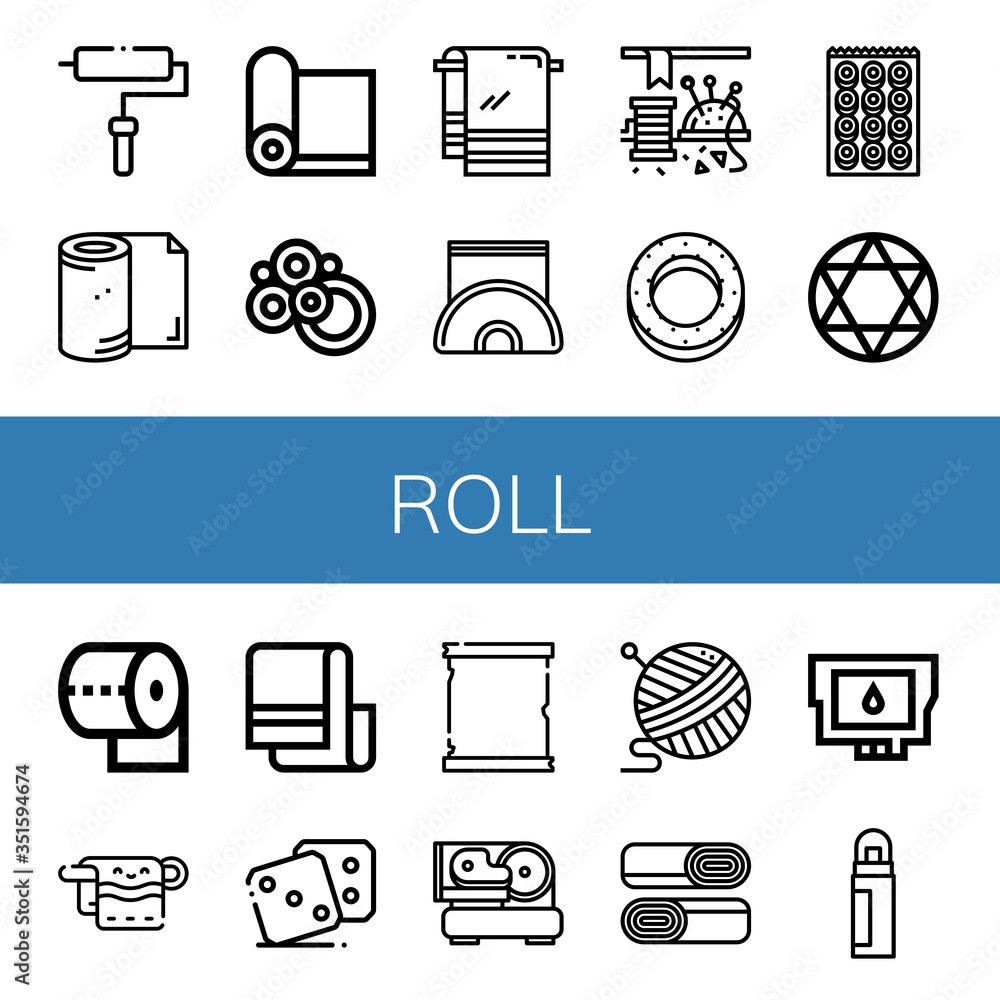 Poster roll simple icons set