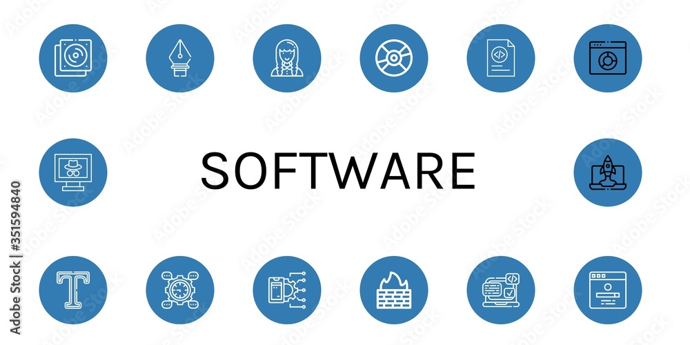 Poster software simple icons set