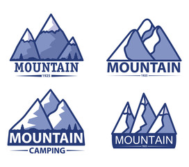 Mountain travel emblems. Camping outdoor adventure logo.Forest tourism,hiking.Vector flat banner.