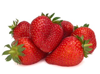 Some isolated strawberries on a white background