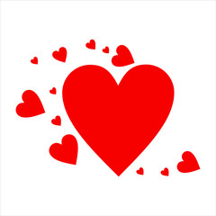 red hearts on white background