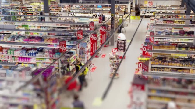 People shop at timelapse supermarket