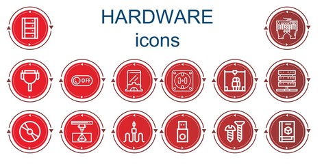 Editable 14 hardware icons for web and mobile