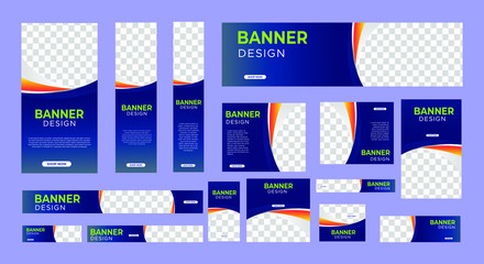 set of abstract web banners of standard size with a place for photos. Vertical, horizontal and square template. vector illustration EPS 10