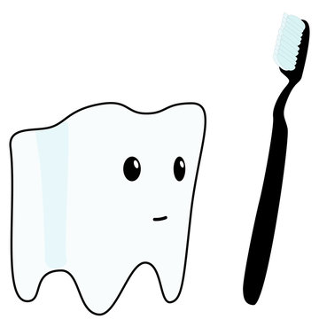 recommend clip art: Tooth and toothbrush together, choice of toothbrush illustration in flat style, isolated on white illustration of a tooth and tooth cleaning products