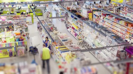 Grocery store motion time lapse top view