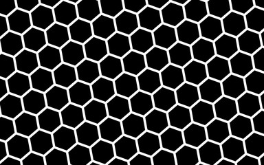 White honeycomb on a black background. Isometric geometry. 3D illustration