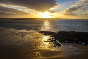Saint-Malo natural seascape at sunset, brittany, France