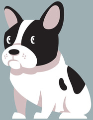 Sitting French Bulldog. Cute pet in cartoon style.