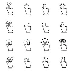 Set of pointers click icon. Computer mouse click cursor black arrow icons set and loading icon. For Mobile and Web. Stock vector illustration on white isolated background.