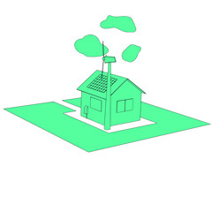 Fototapeta premium house with solar panels and green wind generator vector