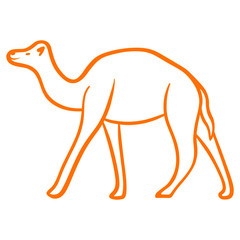 Walking Camel Dromedary line art vector illustration