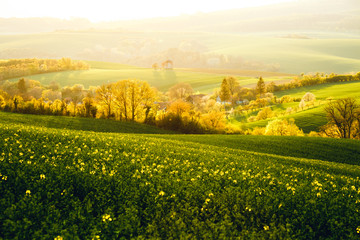 Obraz premium Idyllic rural landscape with an old mill. Location place of South Moravia, Czech Republic.