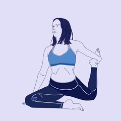 flat yoga woman vector illustration
