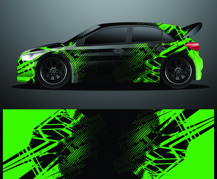 Rally car decal graphic wrap vector, abstract background