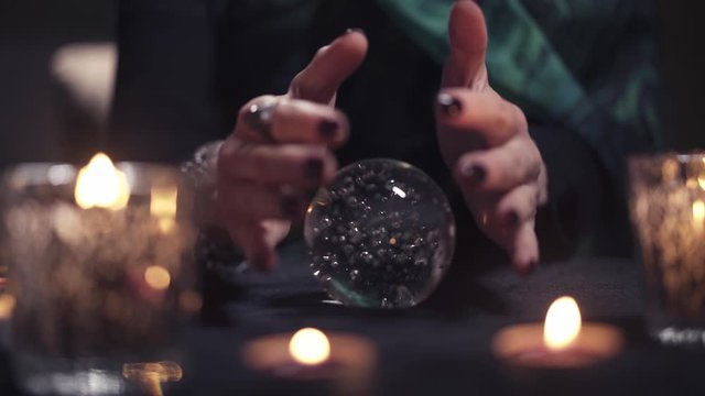 Closeup of the hand of a female magician