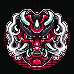 Oni head mascot logo design