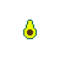 Obraz premium avocado pixel art icon, pixel illustration