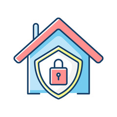 Smart home security system RGB color icon. Modern house alarm. Building electronic lock. Burglary protection digital technology. Isolated vector illustration